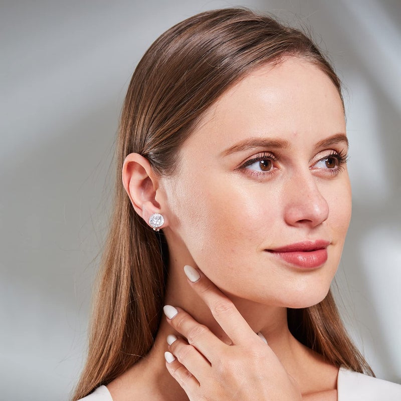YOQUCOL Bright 8MM Cubic Zirconia Crystal Clip On Stud Earrings Round Non Pierced Earrings For Women - Image 4